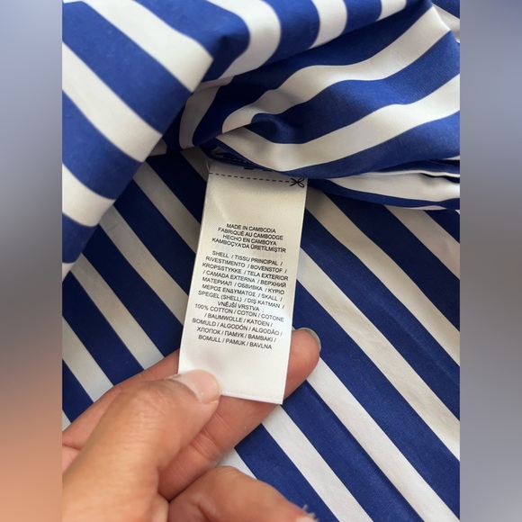 Lauren Ralph Lauren M Top Nautical Lace Up Front Tunic Top Shirt Blue Stripe - Picture 5 of 9